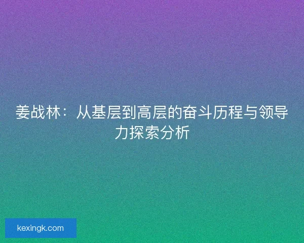 姜战林：从基层到高层的奋斗历程与领导力探索分析